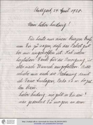 Brief vom 24.04.1920