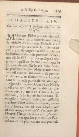 Chapitre XIV. Où l'on répont à quelques objections du Ministre.