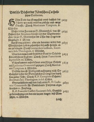Teutsche Bücher der Römischen Catholischen Scribenten.