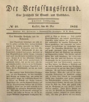 № 40. Cassel, den 19. Mai 1832.