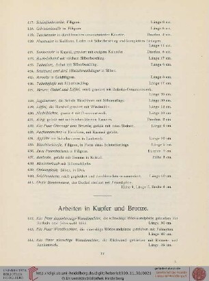Arbeiten in Kupfer und Bronze (Nr. 442-604)