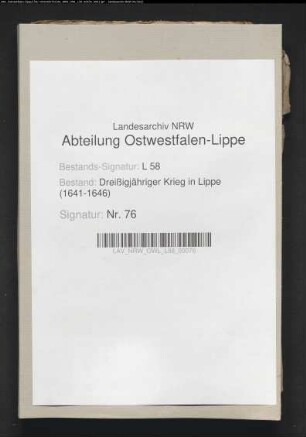 Kontributions- und sonstige Leistungen für die schwedische Garnision zu Minden