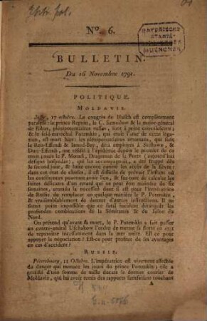 Bulletin. 1791, Nr. 6 - 9 [u.] 19 - 24
