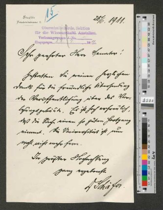 Brief an Werner von Melle