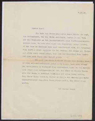 Schreiben an Karl Muthesius (Brief)