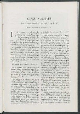 Seres invisibles. : (Texto e ilustraciones por cortesía del "Truth.")