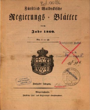 Fürstlich-Waldeckisches Regierungsblatt. 50. 1860