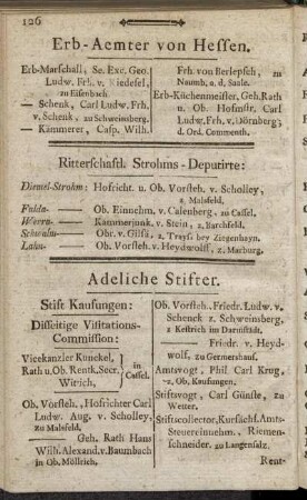 Erb-Aemter von Hessen. - Ritterschaftl. Strohms-Deputirte.