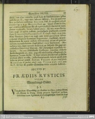 Sectio IV. De Praediis Rusticis Vulgo Meyerdings-Güter