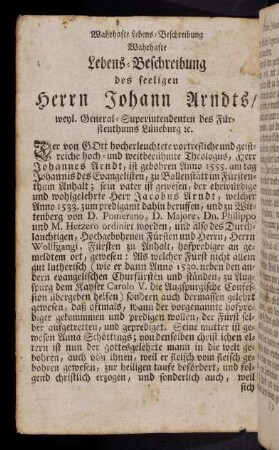 1v-3v, Lebens-Beschreibung des seeligen Herrn Johann Arndts