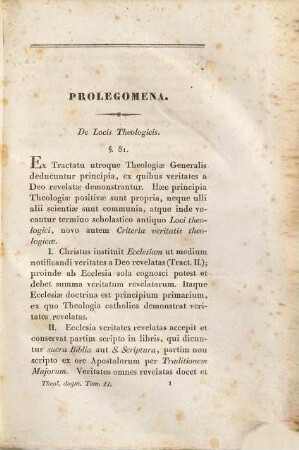Institutiones theologiae dogmaticae, 2. Theologiae specialis volumen primum