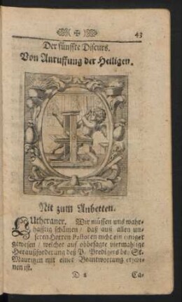 Der fünffte Discurs. Von Anruffung der Heiligen