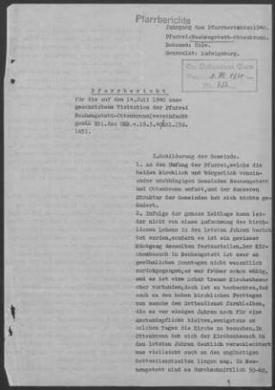Neuhengstett-Ottenbronn: Pfarrbericht 1940