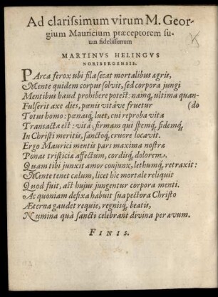 Ad clarissimum virum M. Georgium Mauricium ...