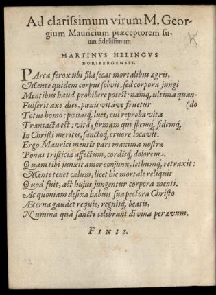 Ad clarissimum virum M. Georgium Mauricium ...