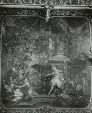 Diana und Kallisto, Ledertapete im Monströsensaal