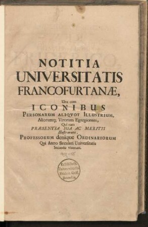 Notitia Universitatis Francofurtanæ