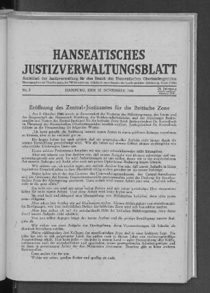 Eröffnung des Zentral=Justizamtes für die Britische Zone