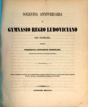 Commentatio de Bambergensi codice institutionum Quintiliani manu scripto : solennia anniversaria in Gymnasio Regio Ludoviciano rite celebranda, 5. Duodecim librum continens
