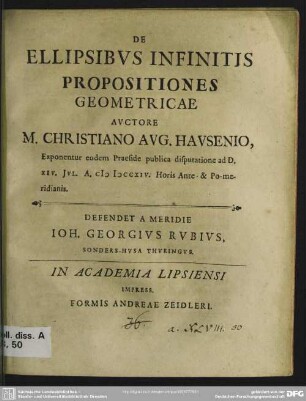 De Ellipsibus Infinitis Propositiones Geometricae