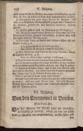 VI. Anhang. Von den Ceremoniel in Briefen.