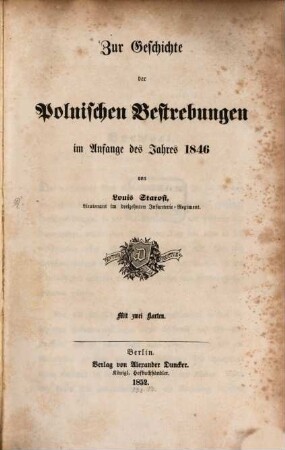 Zur Geschichte der Polnischen Bestrebungen im Anfange des Jahres 1846