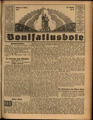 Erste Ausgabe vom Sonntag, den 15. Oktober 1933.