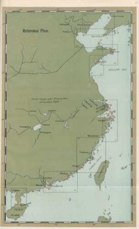 [Chart of China coast, showing position of lights and limits of customs districts]. Reference plan