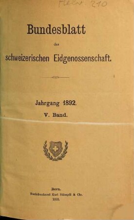 Bundesblatt. 44. 1892, 5