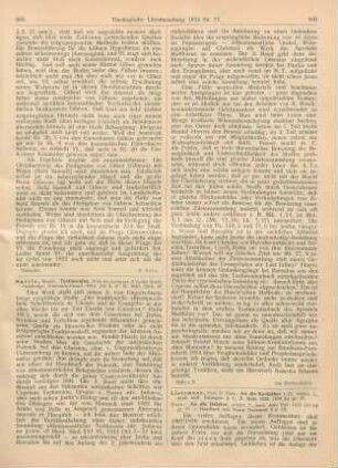 366-369 [Rezension] Lietzmann, Hans, An die Korinther I. II., erklärt. 2., neubeab. Aufl
