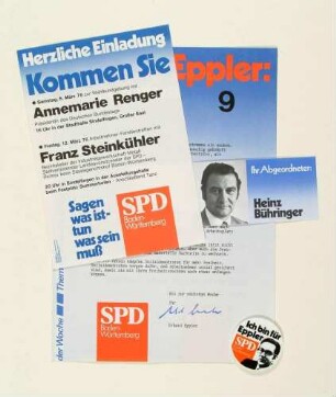 Informations- und Werbematerial der SPD zur Landtagswahl am 04.04.1976 (insbesondere aus den Wahlkreisen des Grossraums Stuttgart)