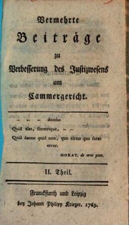 Vermehrte Beiträge zu Verbesserung des Justizwesens am Cammergericht, 2