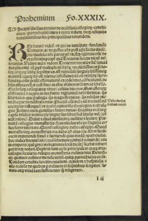 Incipit libellus tercius de ecclesiis collegiorum/ cenobiorum/ parrochialium intra et extra urbem/ deque reliquiis notabilioribus seu principalibus earundem.