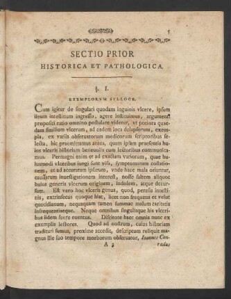 Sectio Prior Historica Et Pathologica
