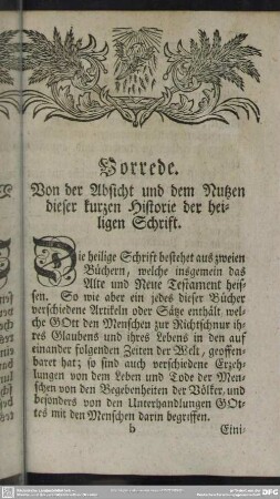 Vorrede. Von der Absicht und dem Nutzen dieser kurzen Historie der heiligen Schrift