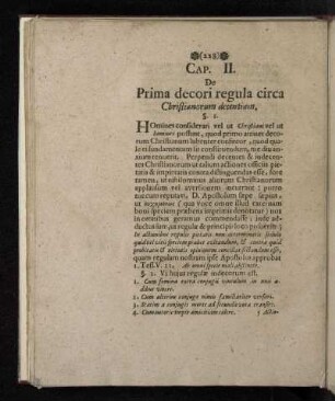 Cap. II. De Prima decori regula circa Christianorum decentiam.