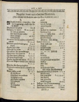 Register derer vornehmsten Materien