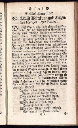 Drittes Hauptstück. Von Krafft Würckung und Tugenden des Bertlicher Baads