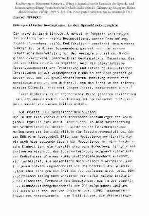 DDR-spezifische Neologismen in der Sprachlexikographie