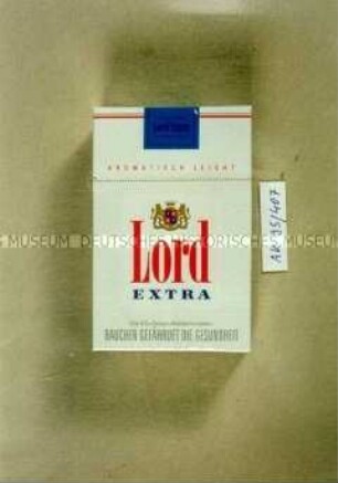 Pappschachtel für 19 Stück Zigaretten "Lord EXTRA AROMATISCH LEICHT"