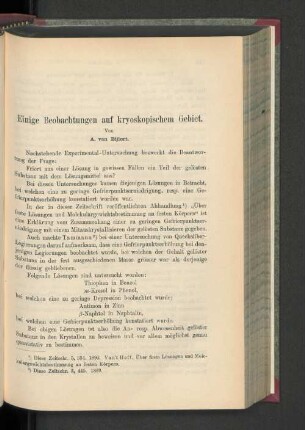 Einige Beobachtungen auf kryoskopischem Gebiet.