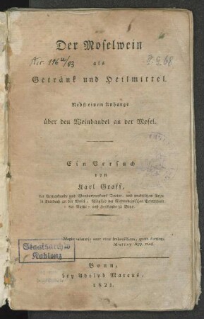 Der Moselwein als Getränk und Heilmittel