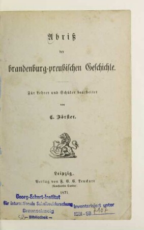 Abriß der brandenburg-preußischen Geschichte