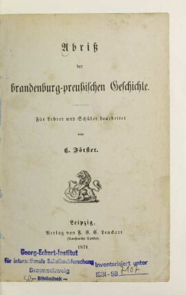 Abriß der brandenburg-preußischen Geschichte