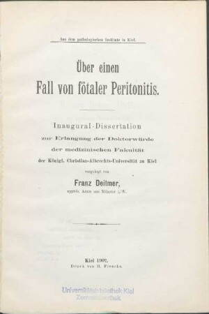 Über einen Fall von fötaler Peritonitis