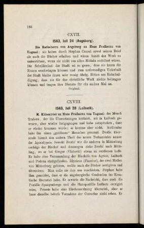 184, CXVII. 1563, Juli 24 (Augsburg)