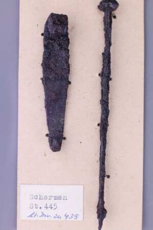 Zungengürtelhaken und Bombennadel (Bombenkopfnadel)