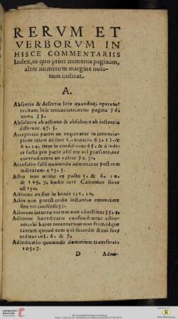 Rerum et verborum in hisce commentariis