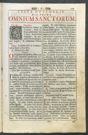 Festa Novembris Die Prima Omnium Sanctorum