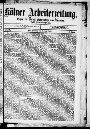 Kölner Arbeiterzeitung. 1888-1892